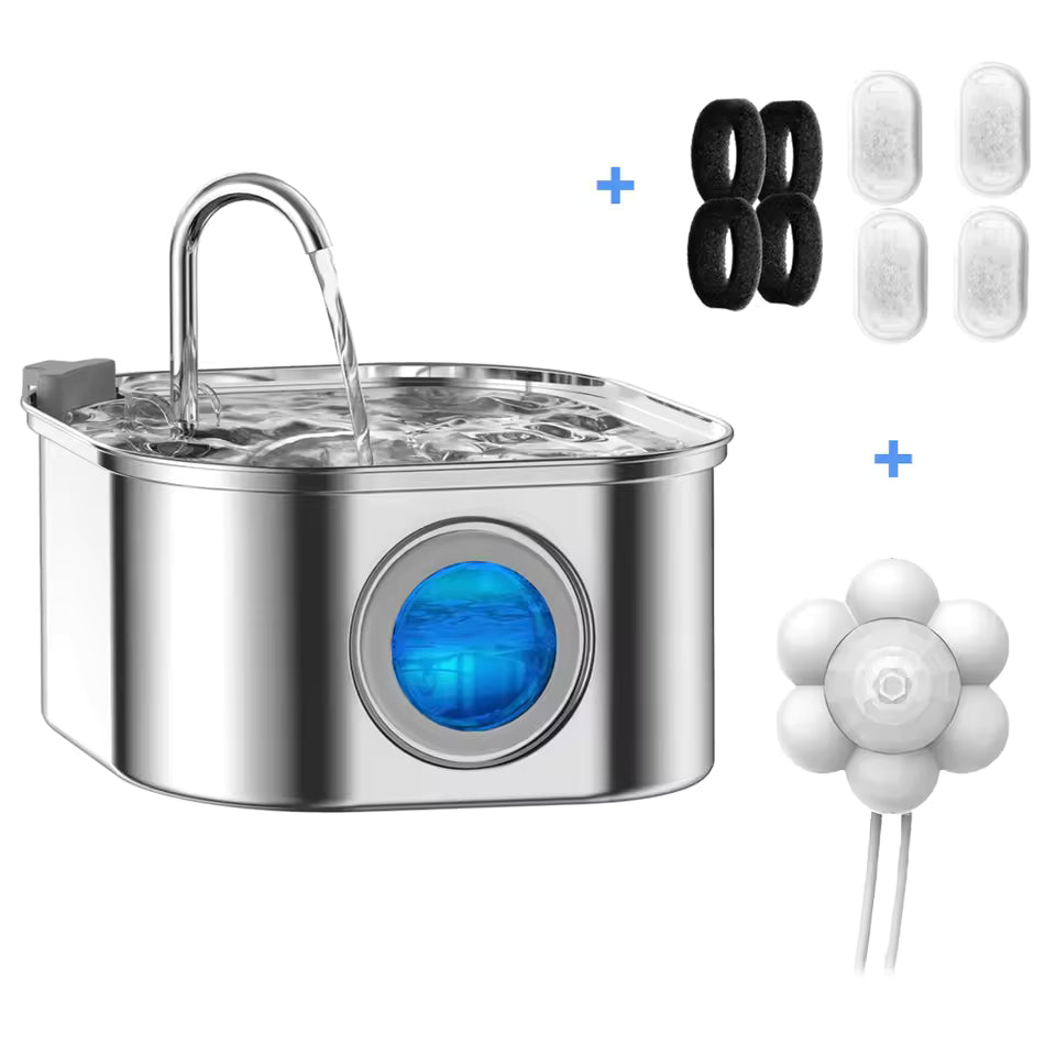 🐾 AquaPaws™ Stainless Steel Pet Fountain